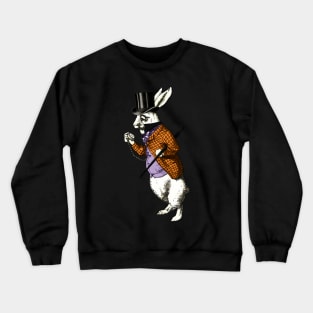 Halloween Wonderland White Rabbit Top Hat Pocketwatch Crewneck Sweatshirt